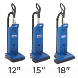 Three ReThink BioClean's CarpetMaster 200 Series vacuum in three sizes.